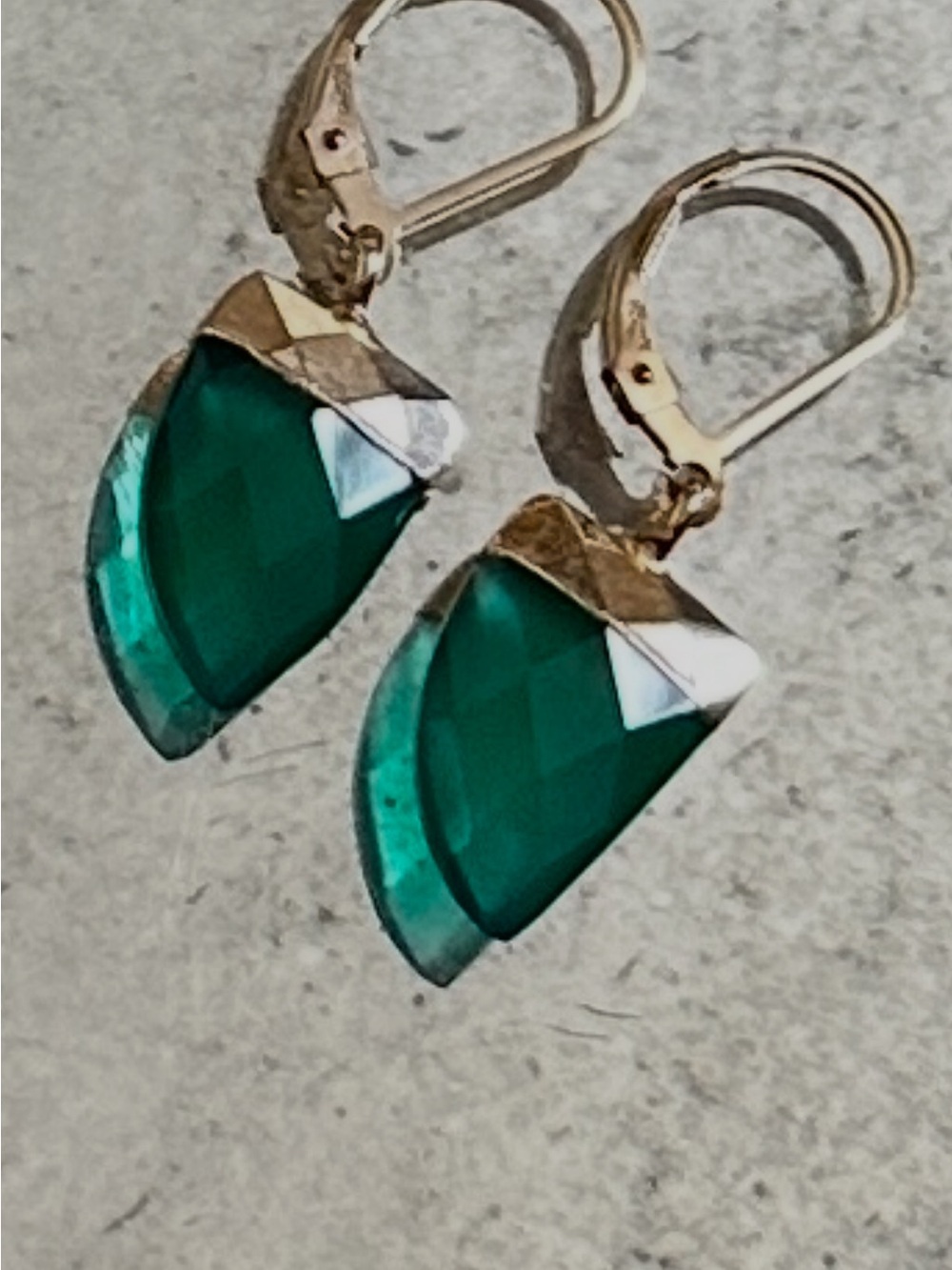 Gold-Accent Emerald Green Drop Earrings